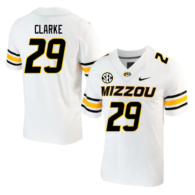 Men #29 Marcus Clarke Missouri Tigers College 2023 Football Stitched Jerseys Sale-White - Click Image to Close